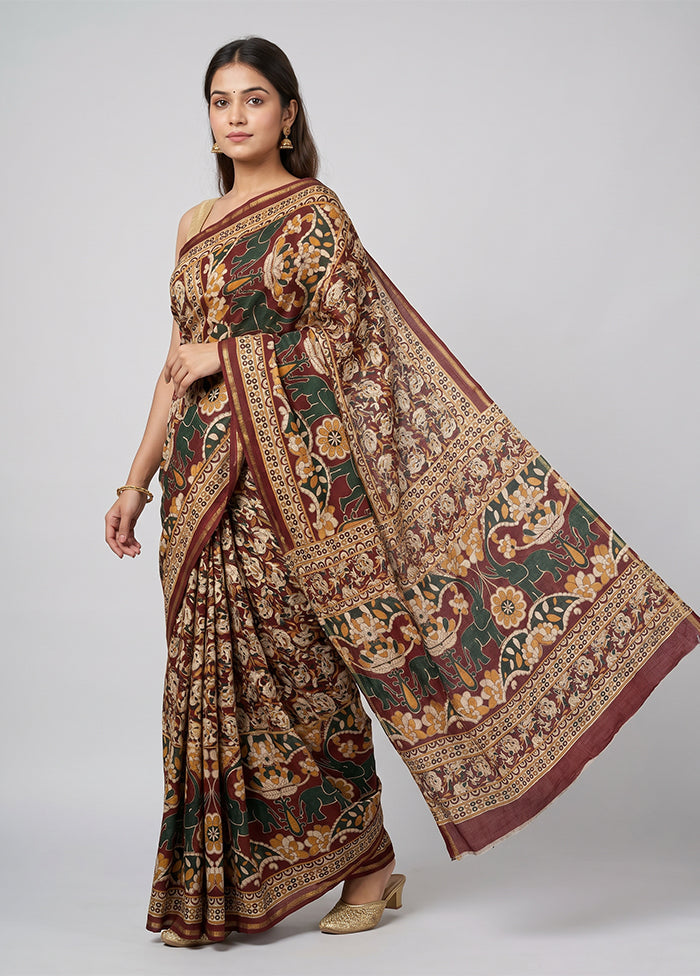 Multicolor Chanderi Silk Saree With Blouse Piece