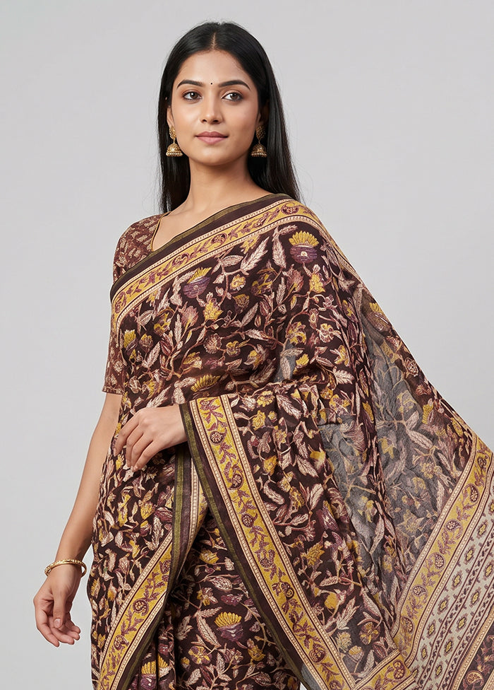 Black Chanderi Silk Saree With Blouse Piece