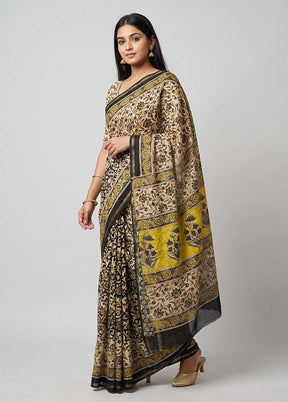 White Chanderi Silk Saree With Blouse Piece