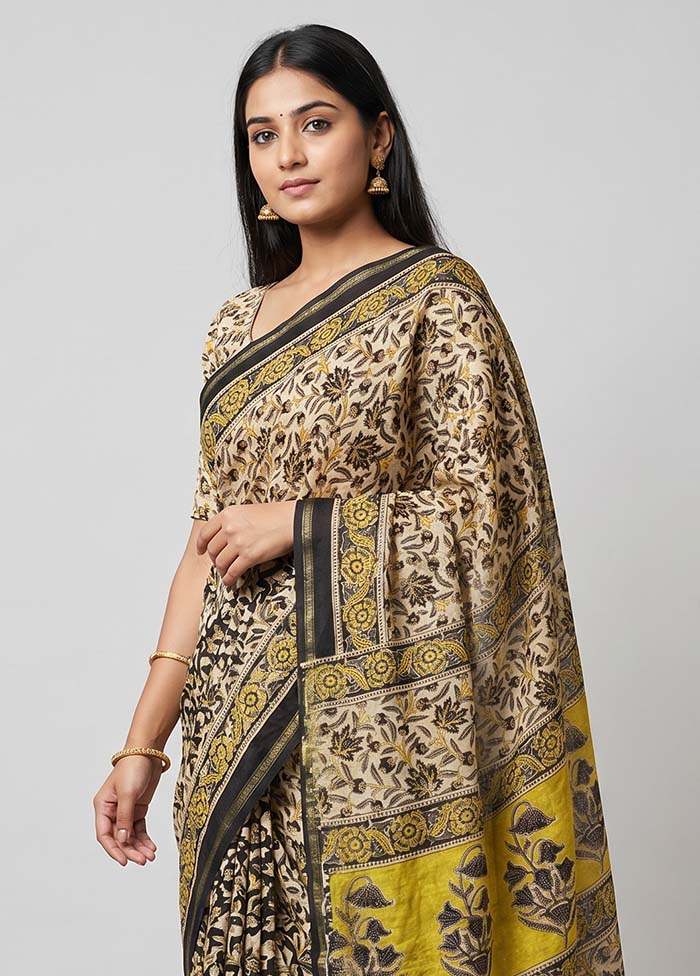 White Chanderi Silk Saree With Blouse Piece