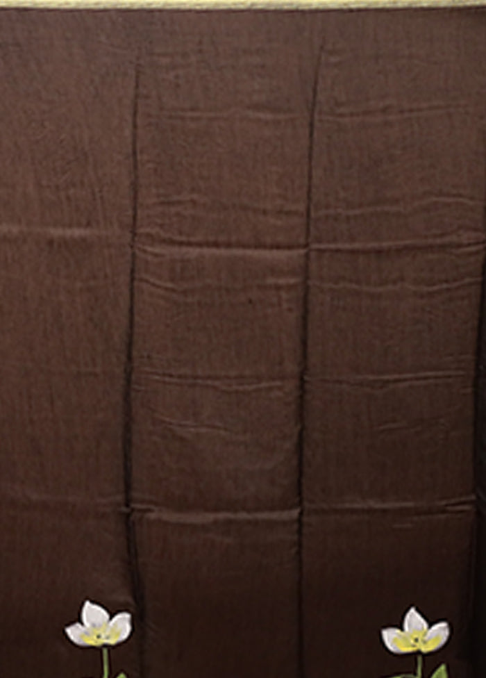 Black Chanderi Silk Saree With Blouse Piece