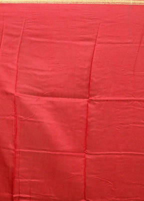 Red Chanderi Silk Saree With Blouse Piece