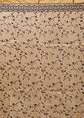 Cream Chanderi Silk Saree With Blouse Piece