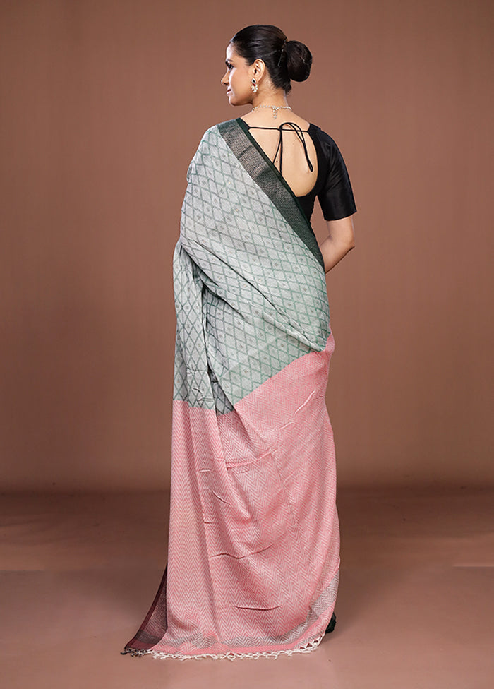 Green Matka Silk Saree With Blouse Piece