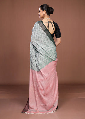 Green Matka Silk Saree With Blouse Piece
