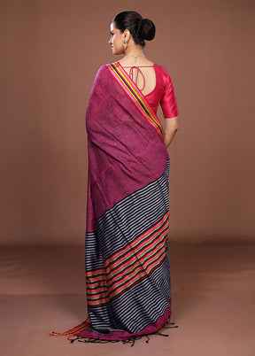 Black Matka Silk Saree With Blouse Piece