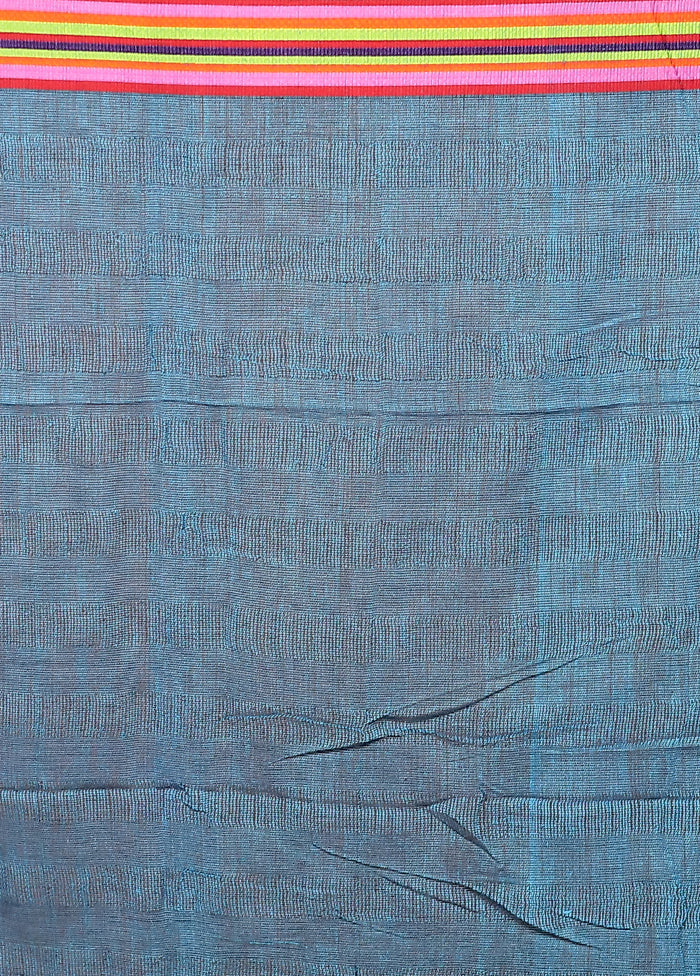 Blue Matka Silk Saree With Blouse Piece