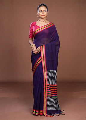 Purple Matka Silk Saree With Blouse Piece