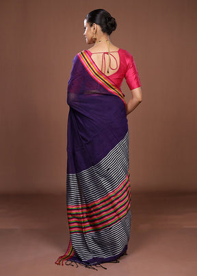 Purple Matka Silk Saree With Blouse Piece