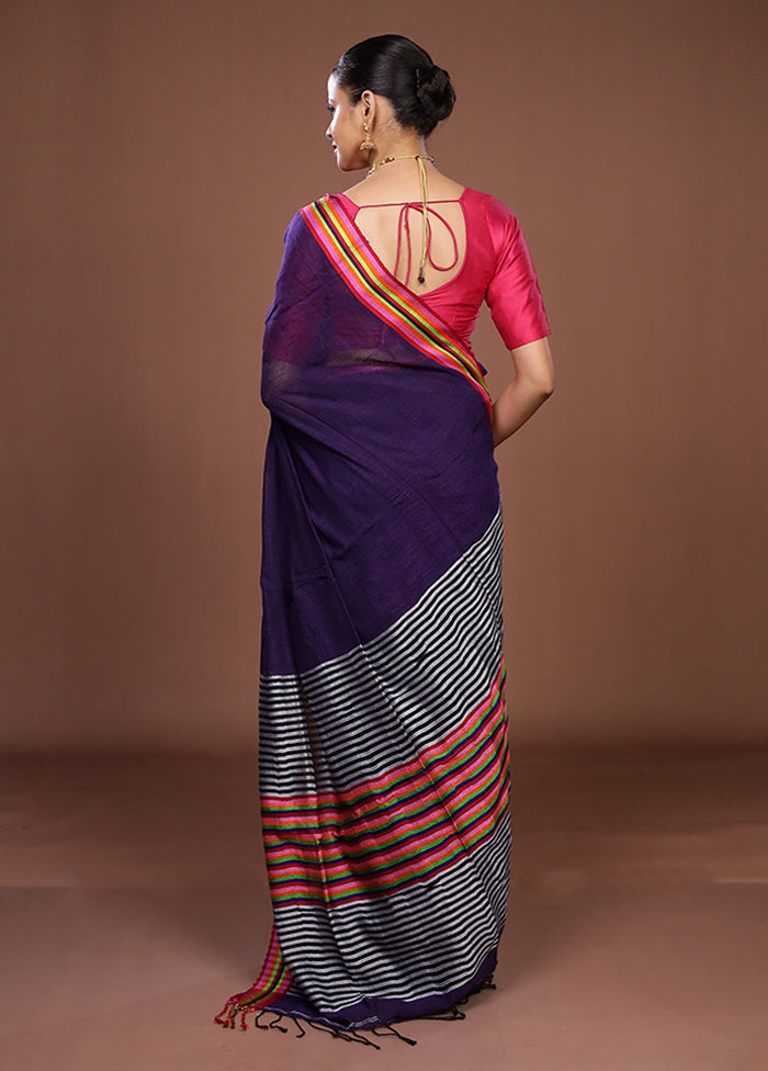 Purple Matka Silk Saree With Blouse Piece