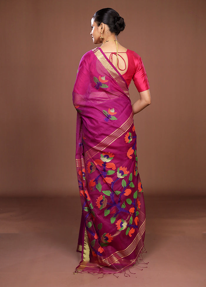Purple Matka Silk Saree With Blouse Piece