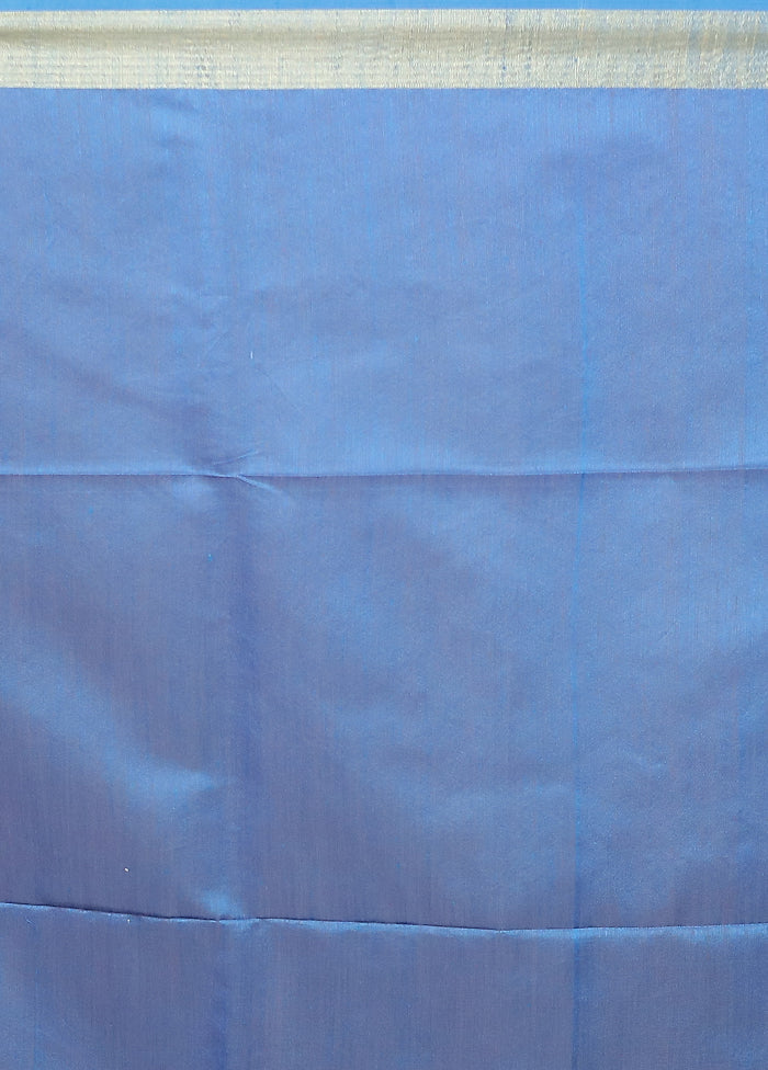 Blue Matka Silk Saree With Blouse Piece