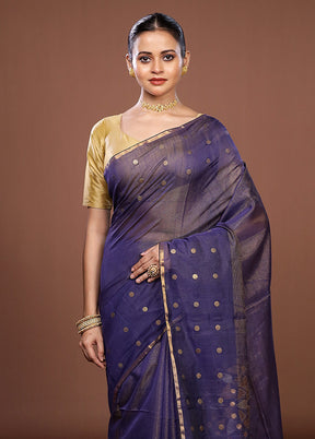 Blue Matka Silk Saree With Blouse Piece
