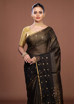 Black Matka Silk Saree With Blouse Piece