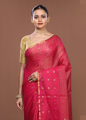 Pink Matka Silk Saree With Blouse Piece