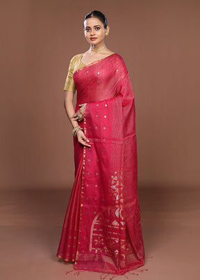 Pink Matka Silk Saree With Blouse Piece