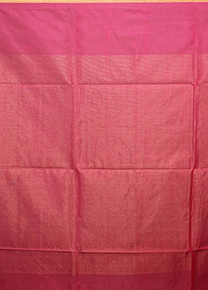 Pink Matka Silk Saree With Blouse Piece