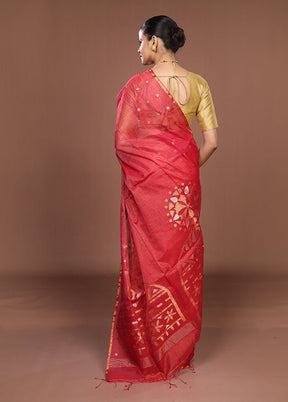 Pink Matka Silk Saree With Blouse Piece