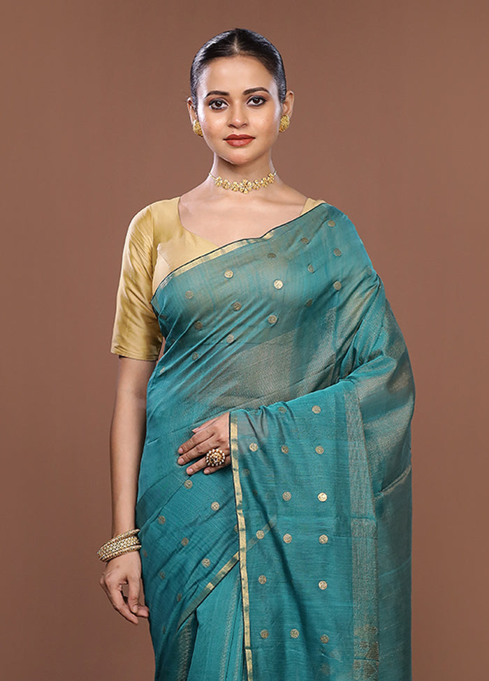 Green Matka Silk Saree With Blouse Piece