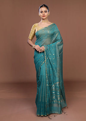 Green Matka Silk Saree With Blouse Piece