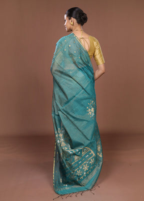 Green Matka Silk Saree With Blouse Piece