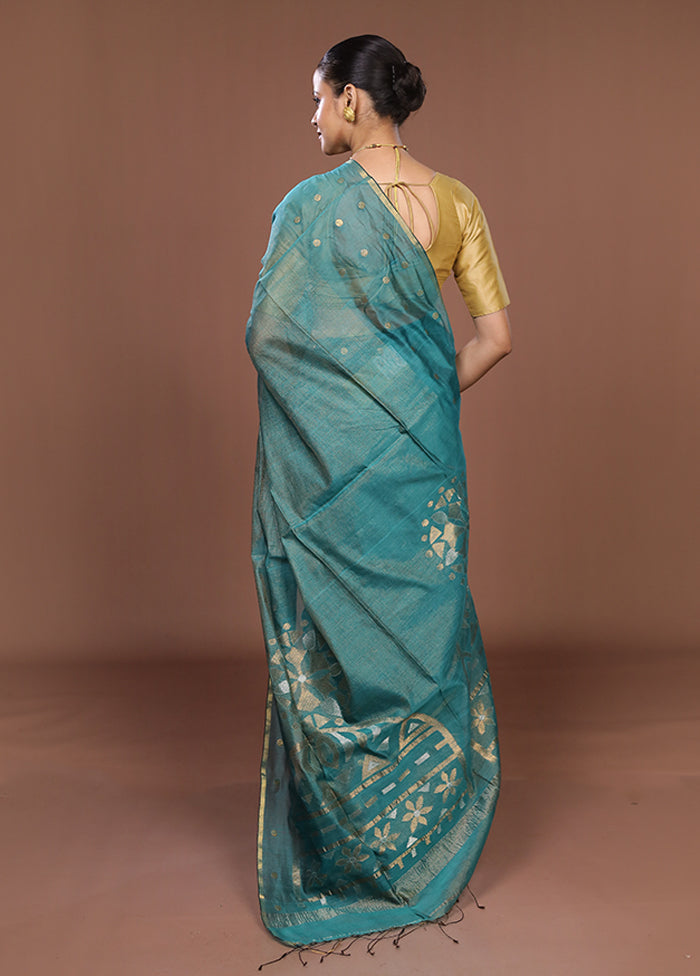 Green Matka Silk Saree With Blouse Piece