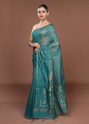 Green Matka Silk Saree With Blouse Piece
