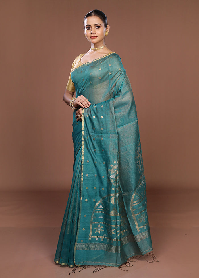 Green Matka Silk Saree With Blouse Piece