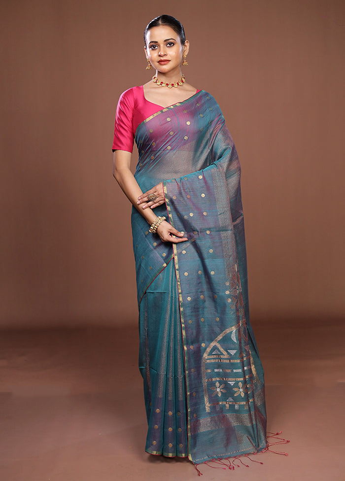Green Matka Silk Saree With Blouse Piece