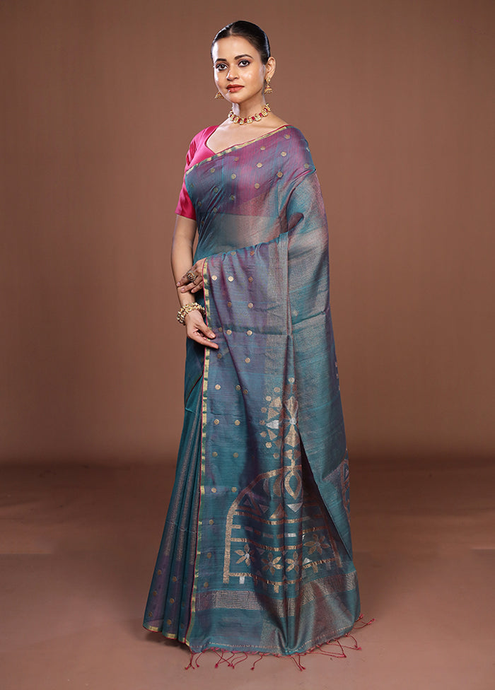 Green Matka Silk Saree With Blouse Piece