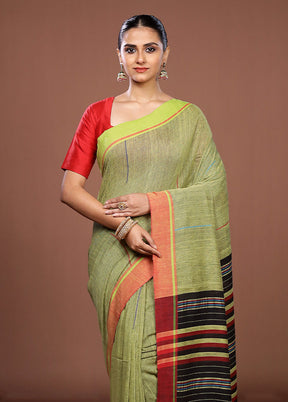 Green Matka Silk Saree With Blouse Piece