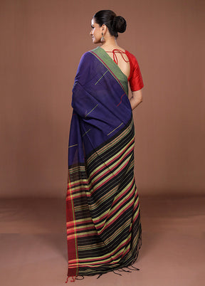 Blue Matka Silk Saree With Blouse Piece