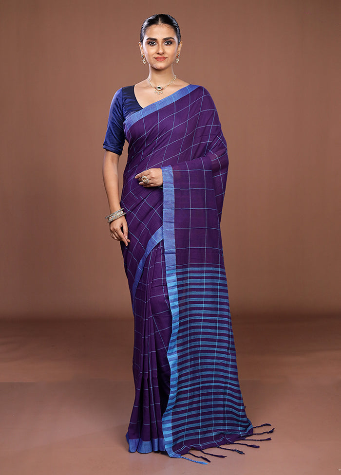 Blue Matka Silk Saree With Blouse Piece