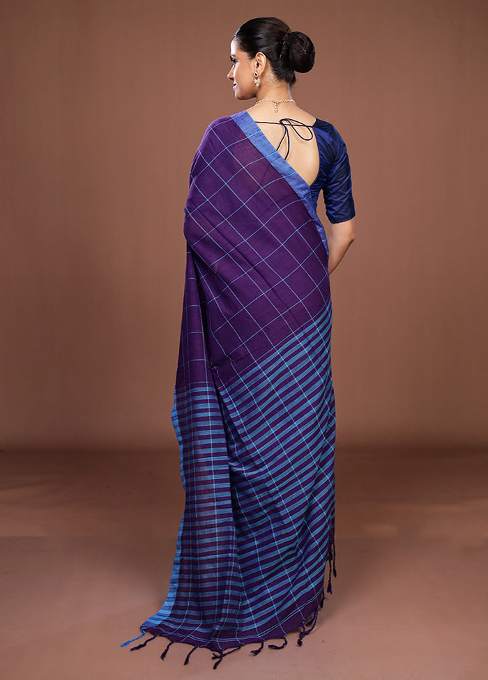 Blue Matka Silk Saree With Blouse Piece