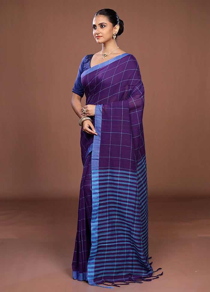 Blue Matka Silk Saree With Blouse Piece