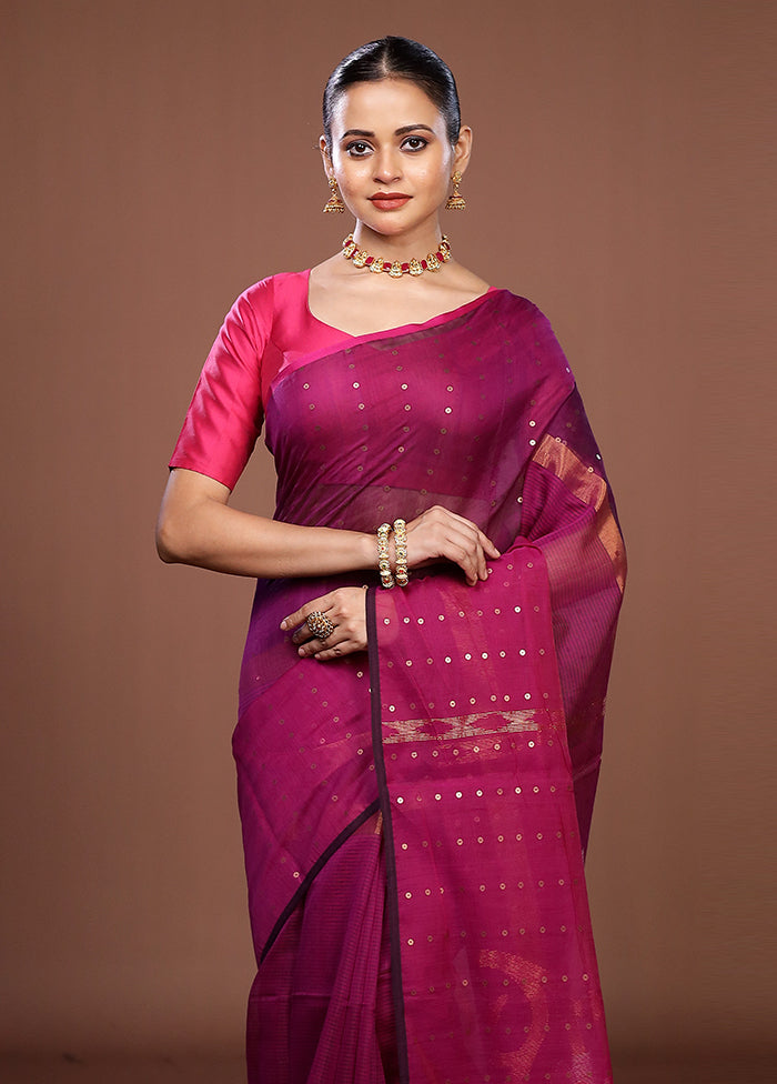 Purple Matka Silk Saree With Blouse Piece