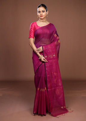 Purple Matka Silk Saree With Blouse Piece