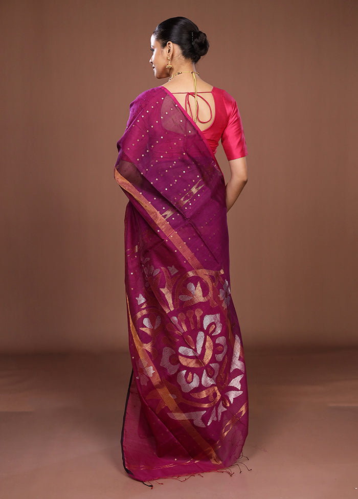 Purple Matka Silk Saree With Blouse Piece