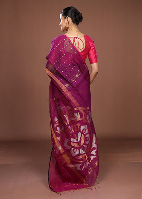 Purple Matka Silk Saree With Blouse Piece