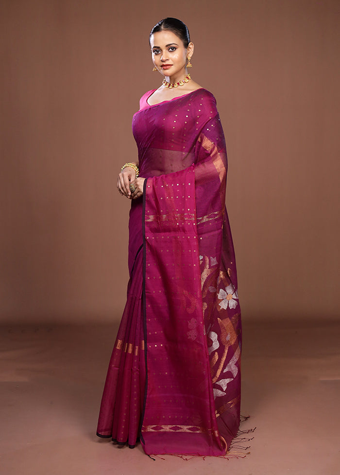 Purple Matka Silk Saree With Blouse Piece