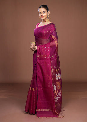 Purple Matka Silk Saree With Blouse Piece