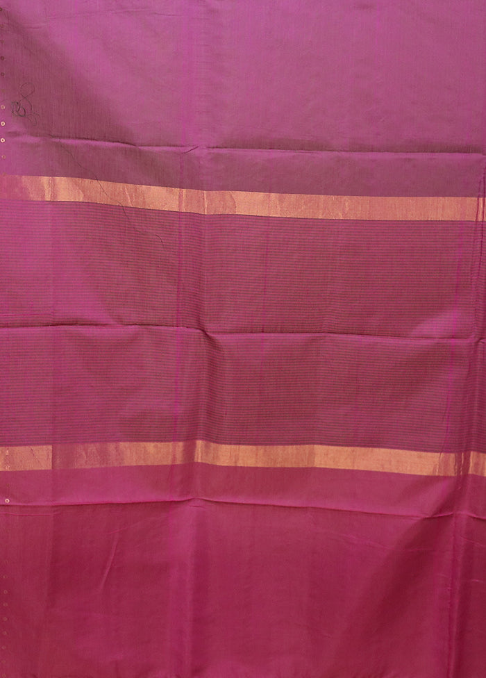 Purple Matka Silk Saree With Blouse Piece