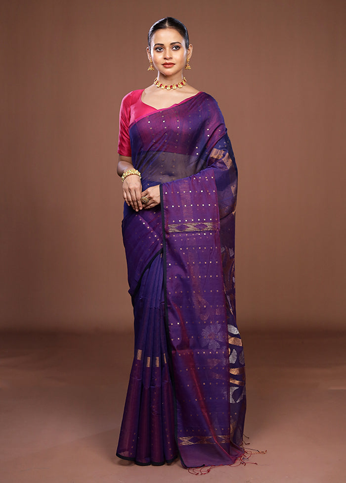 Blue Matka Silk Saree With Blouse Piece