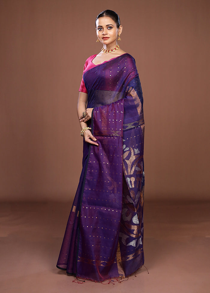Blue Matka Silk Saree With Blouse Piece