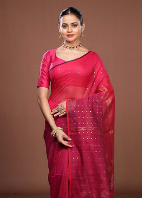 Pink Matka Silk Saree With Blouse Piece