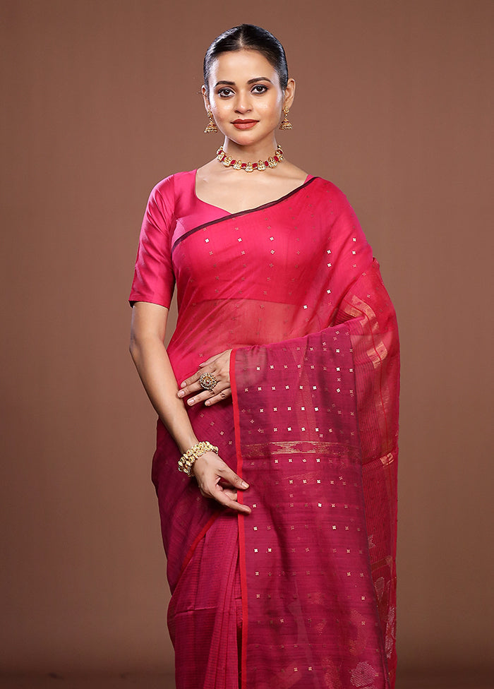 Pink Matka Silk Saree With Blouse Piece