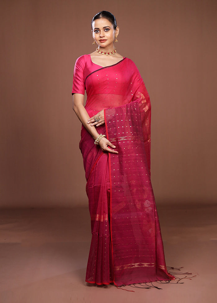 Pink Matka Silk Saree With Blouse Piece