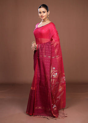 Pink Matka Silk Saree With Blouse Piece