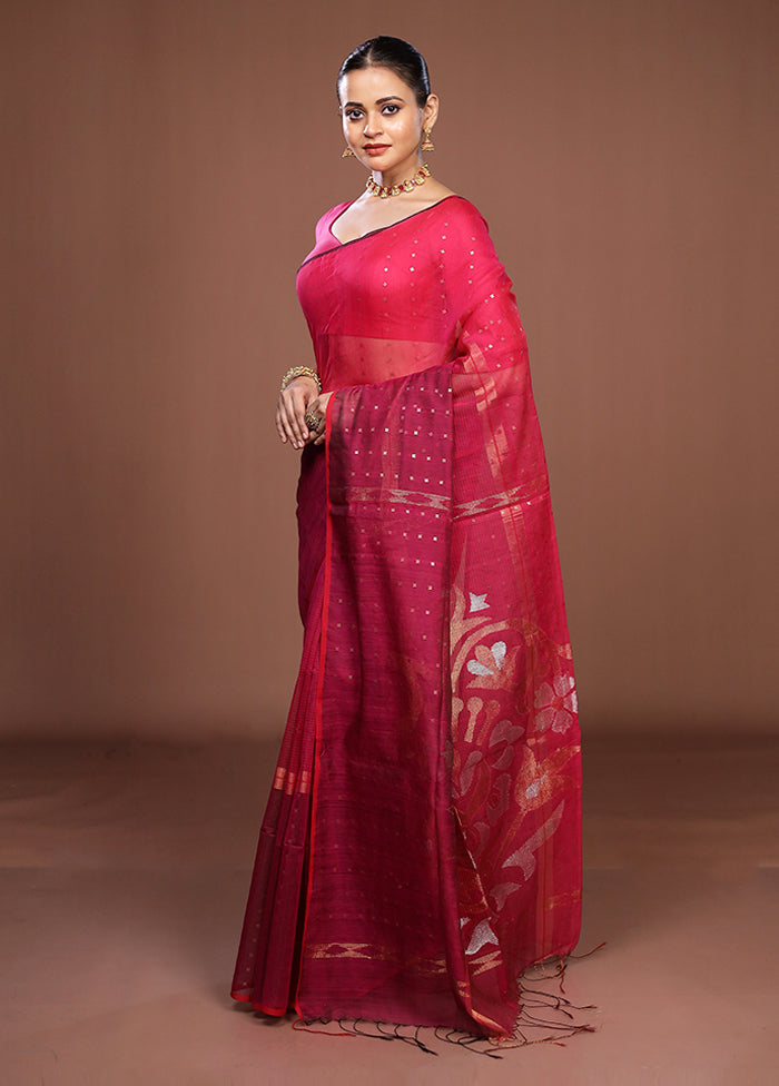 Pink Matka Silk Saree With Blouse Piece