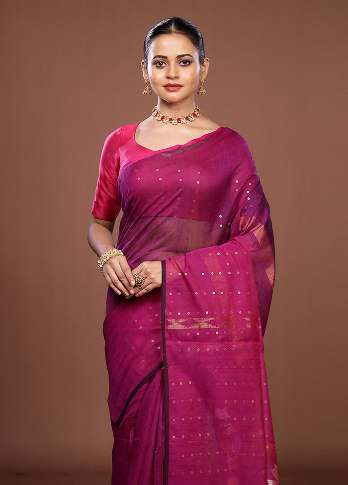 Purple Matka Silk Saree With Blouse Piece